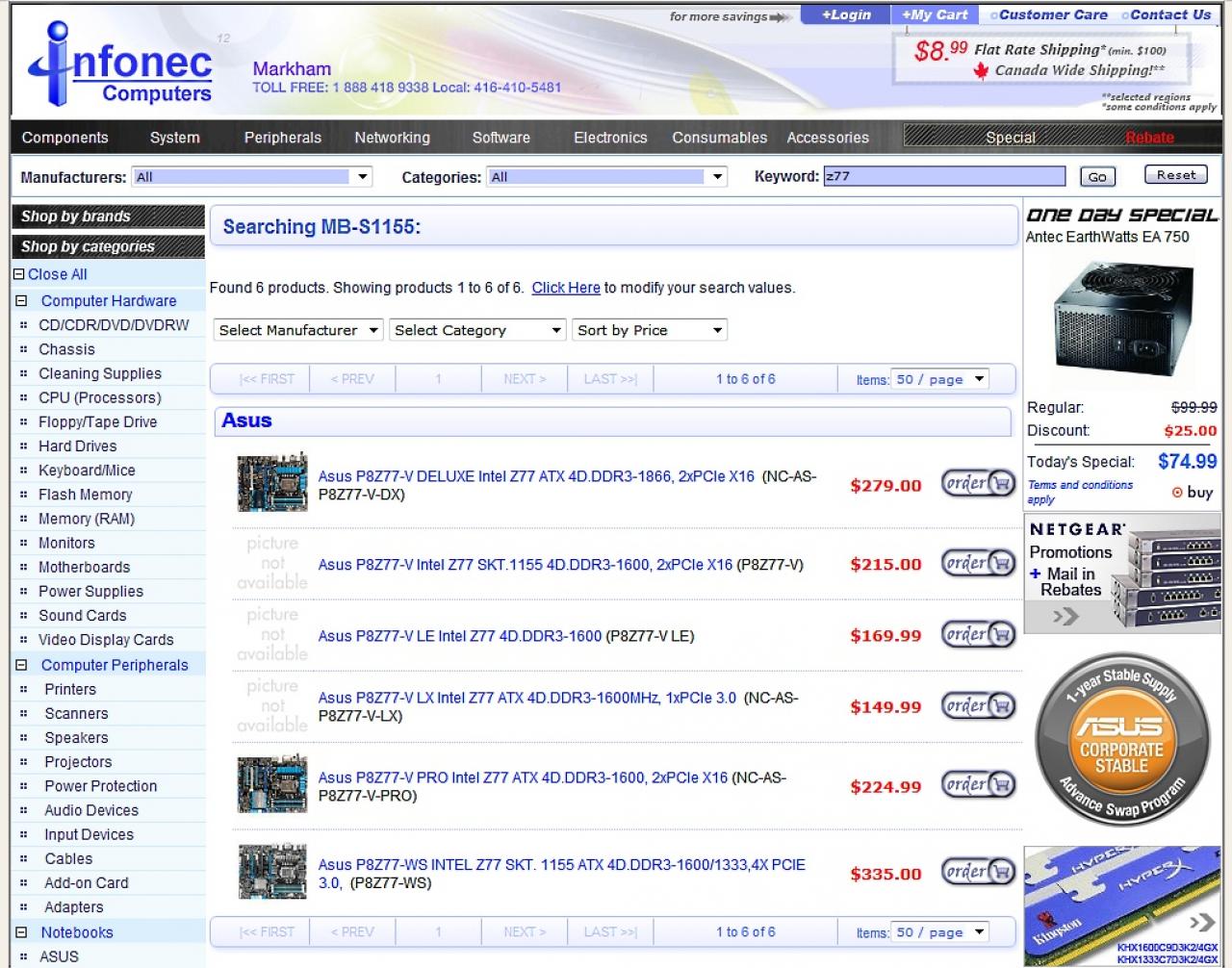 [27/03/2012] Infonec listet bereits sechs Asus-Mainboards mit Z77-Chipsatz, der eigentlich erst nächsten Monat vorgestellt wird.