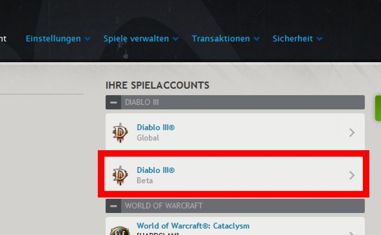 [20/04/2012] Richtiger Client: Wenn Sie das Spiel bereits digital erworben oder einen Jahrespass für WoW abgeschlossen haben, finden Sie in der Account-Übersicht zwei verschiedene Client-Links. Nehmen Sie in jedem Fall den expliziten Beta-Client. Offiziell soll auch die deutsche Version der Beta, für das kommende Wochenende voll unterstützt werden. Ein US-Client ist also nicht zwingend notwendig. 