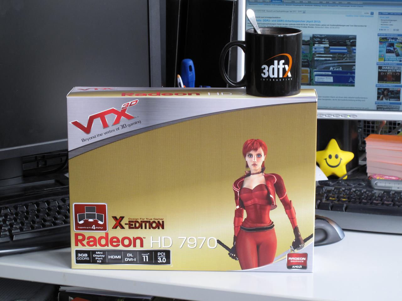 [05/04/2012] Caseking stellt uns ein Textmuster der VTX3D Radeon HD 7970 X-Edition mit 1.050 MHz Chiptakt zur Verfügung. So schön kann Arbeit sein!