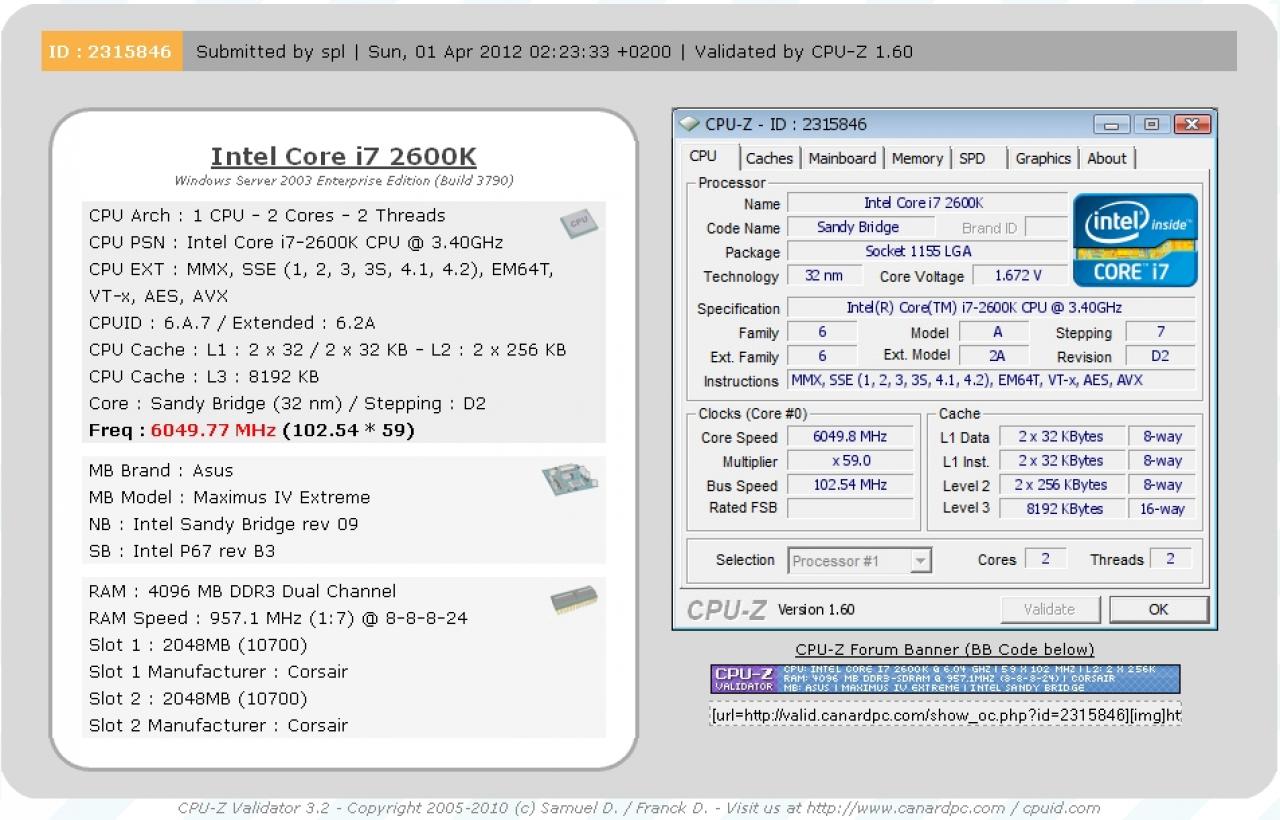 [02/04/2012] Sandy-Bridge-Architektur: Neuer Hwbot-Takt-Rekord mit 6.049,77 MHz erreicht