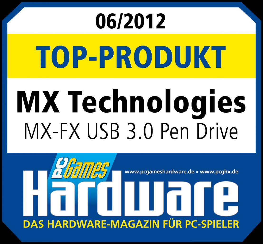[24/04/2012] ... wird der MX Technologies MX FX USB 3.0 Pen Drive als Top-Produkt ausgezeichnet. 