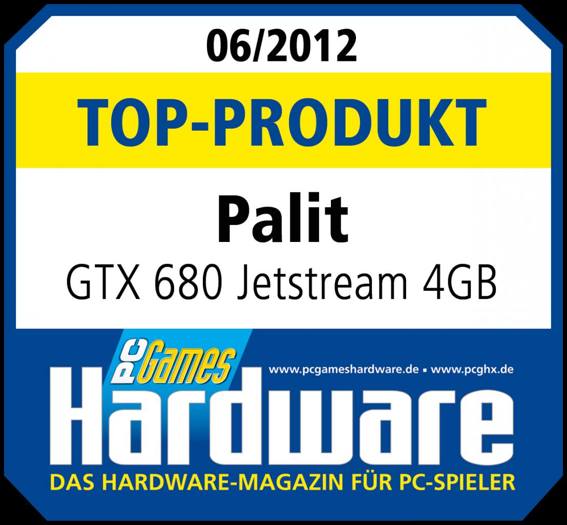 [24/04/2012] ... dem Top-Produkt-Award ausgezeichnet. (Palit Geforce GTX 680 Jetstream 4GB)