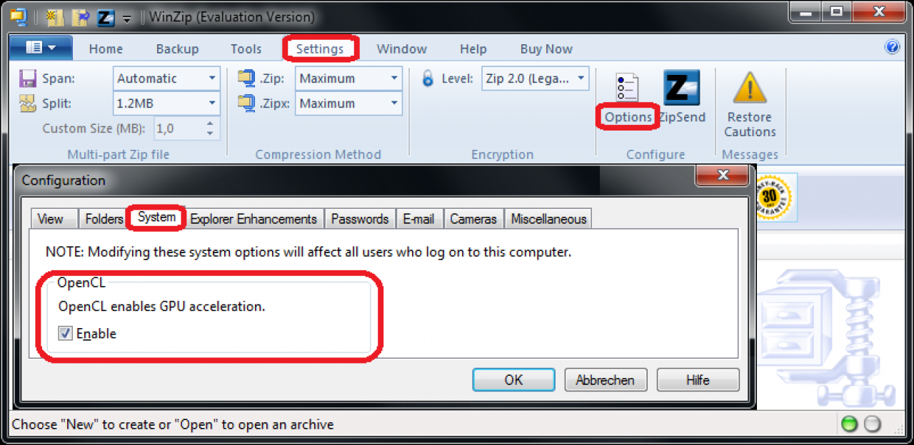 [25/04/2012] Winzip 16.5 - jetzt mit OpenCL-Beschleunigung