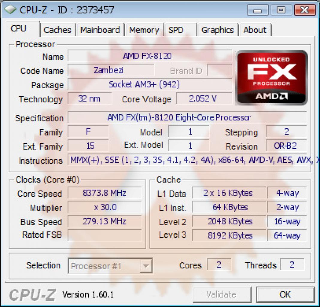 [18/05/2012] Neuer Weltrekord für den FX-8120: 8373,8 MHz unter LN2