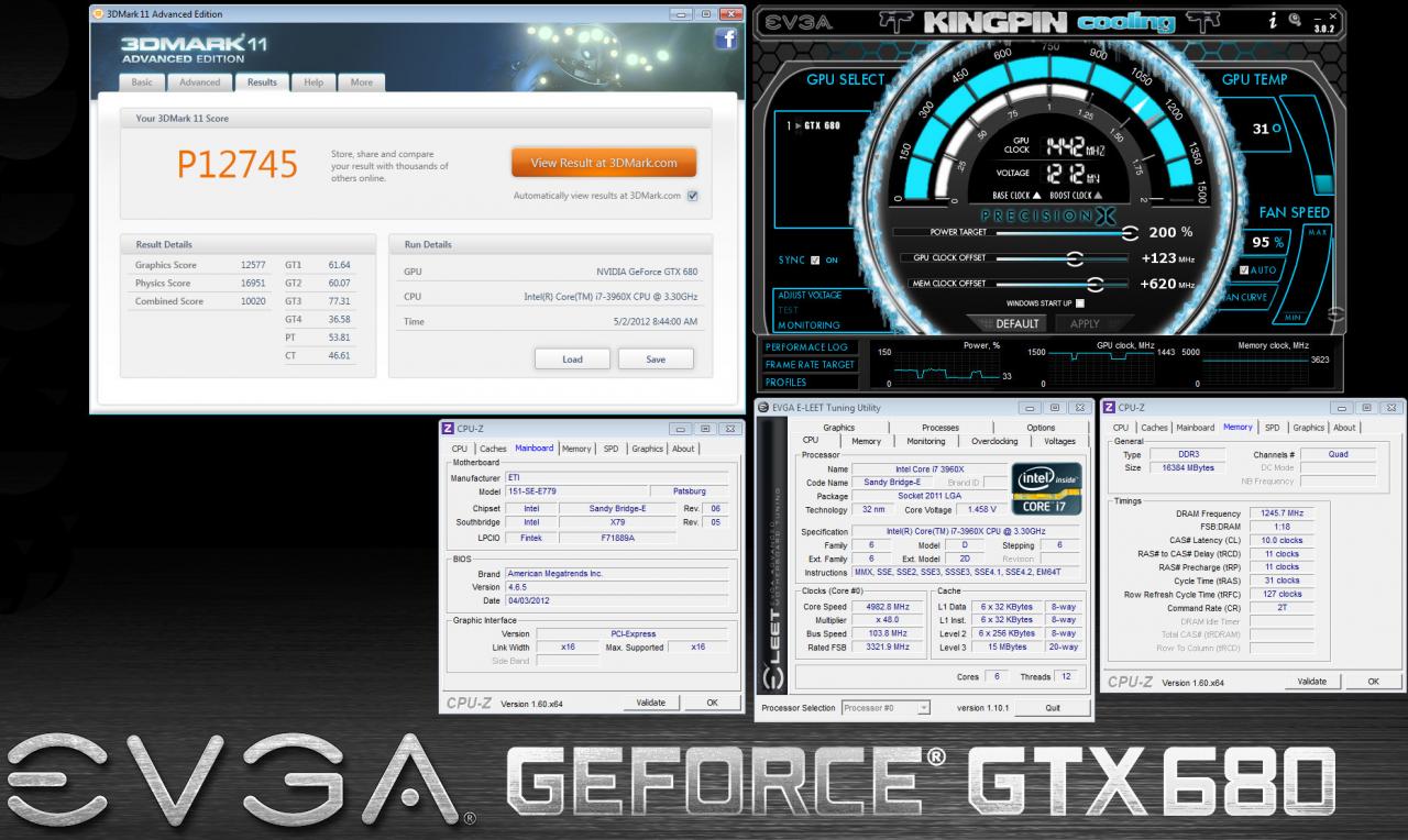 [03/05/2012] Kinping übertaktet EVGA GTX 680 auf 1.442 MHz GPU-Takt unter Luft
