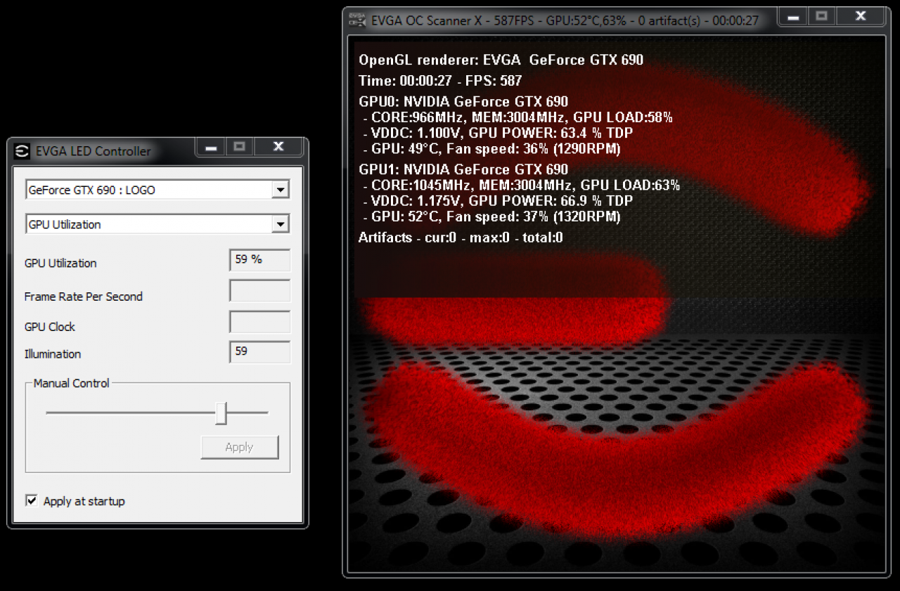 [12/05/2012] Das leuchtende Logo der EVGA Geforce GTX 690 kann auch als Anzeige verwendet werden. (3)