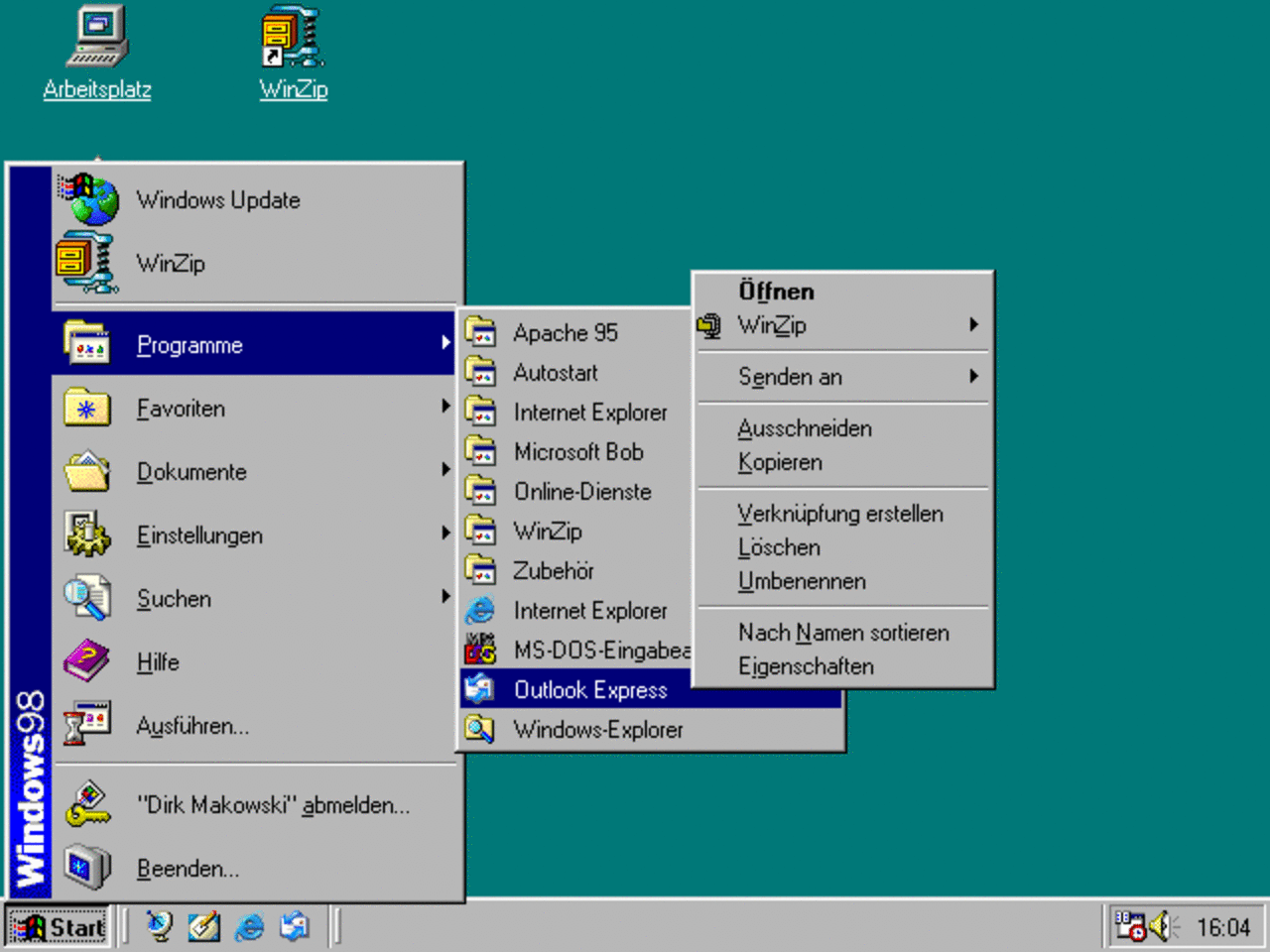[22/06/2012] Der Windows 98-Desktop...