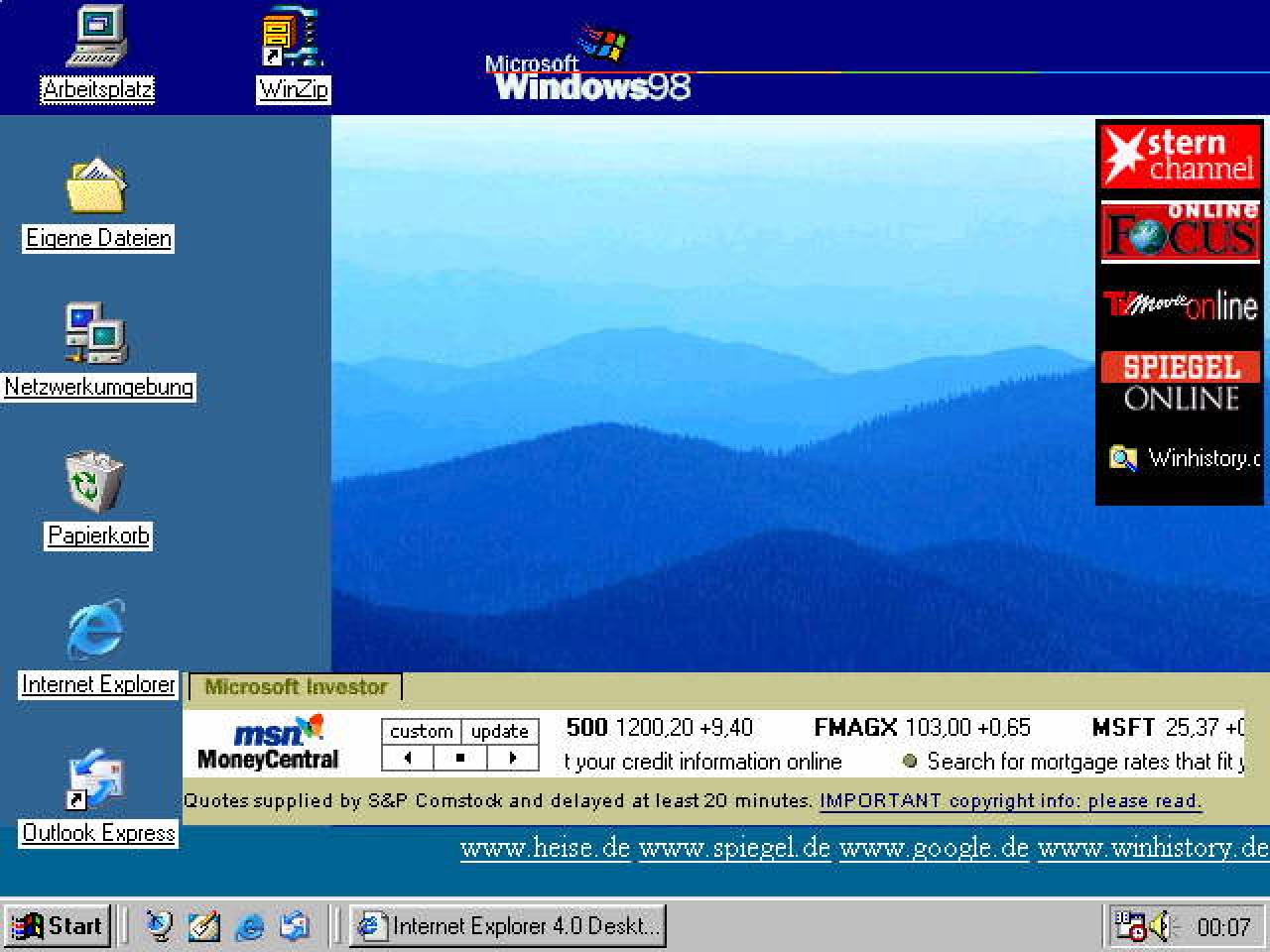 [22/06/2012] Ein neues Feature von Windows 98: Active Desktop