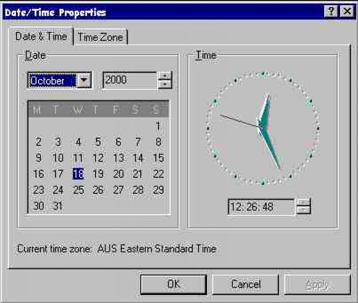 [22/06/2012] Uhr und Kalender von Windows 98...