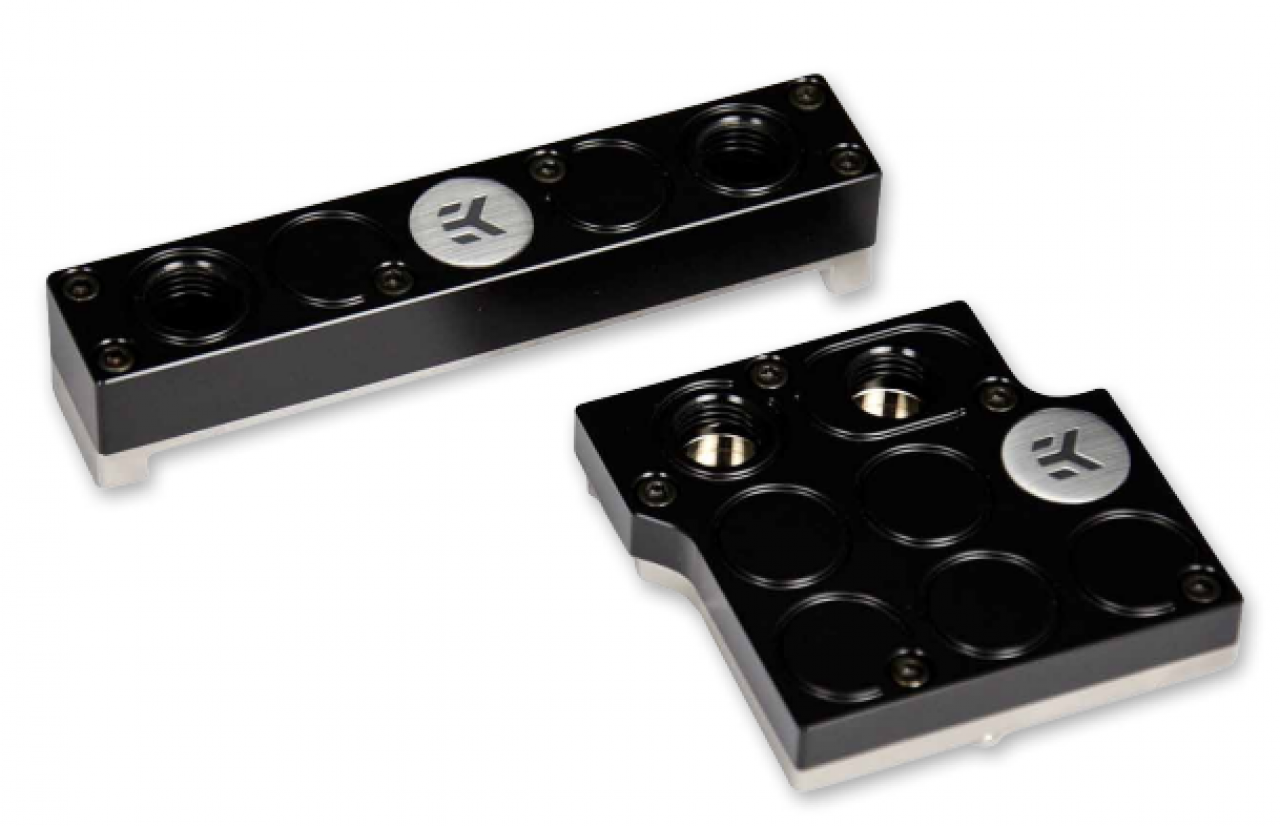 [09/06/2012] Mainboardkühler im neuen EK-Design bieten teilweise kaum genug Platz für das Ringmuster.