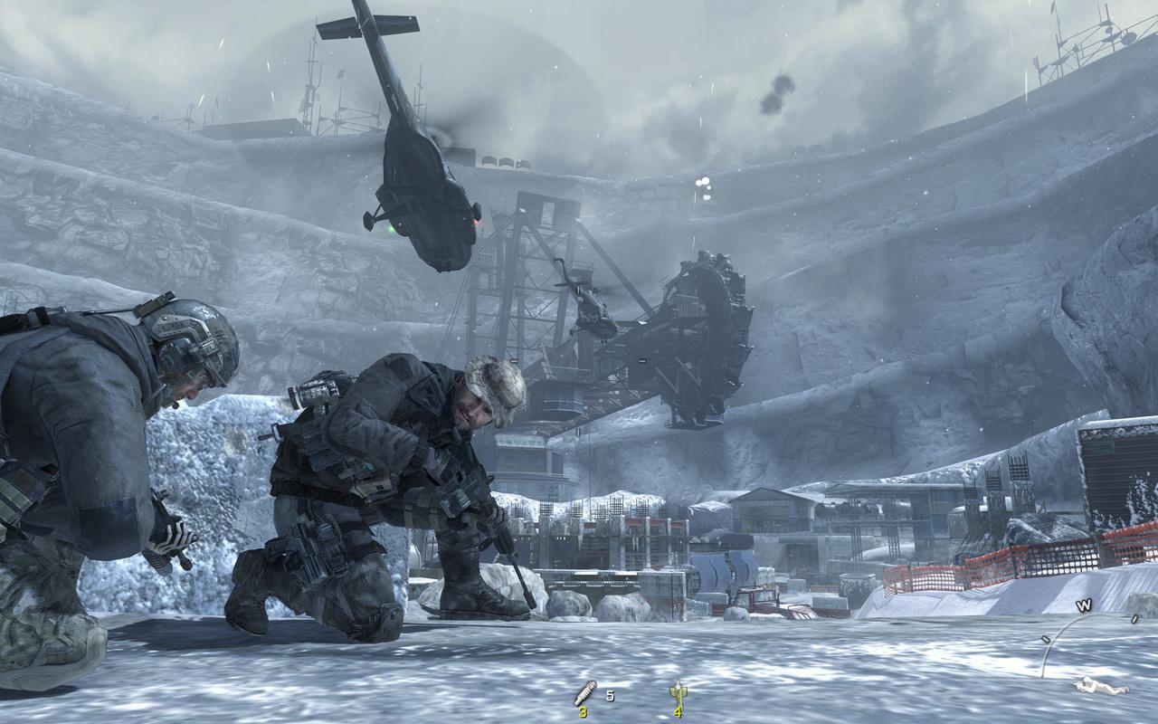 [31/07/2012] Anderes CoD, gleicher Matsch-Boden: Die Textur ist schwach und die kleinen Felsbrocken wenig detailliert. Der Schatten von Captain Price franst unschön aus, der Hintergrund lässt die sonst übliche Tiefenunschärfe vermissen