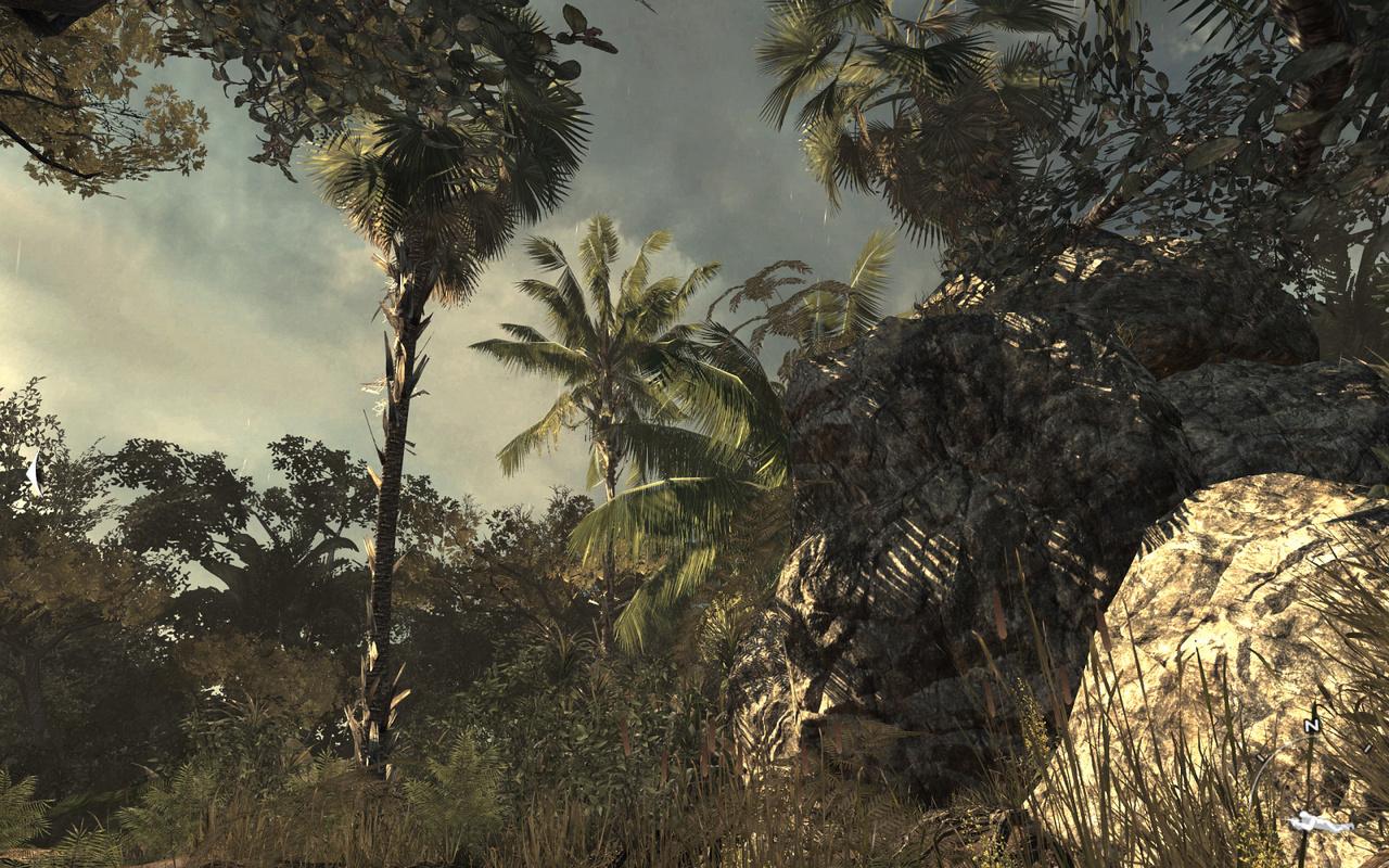 [31/07/2012] In Sache Vegetationsdarstellung hat sich CoD gemausert, allerdings flimmert diese stark - zwar wird MSAA unterstützt, die Alpha-Tests aber bleiben ungeglättet. Hier würde sich alpha to coverage (A2C) anbieten, diese kostengünstige Glättung nutzt beispielsweise die Dirt-Serie