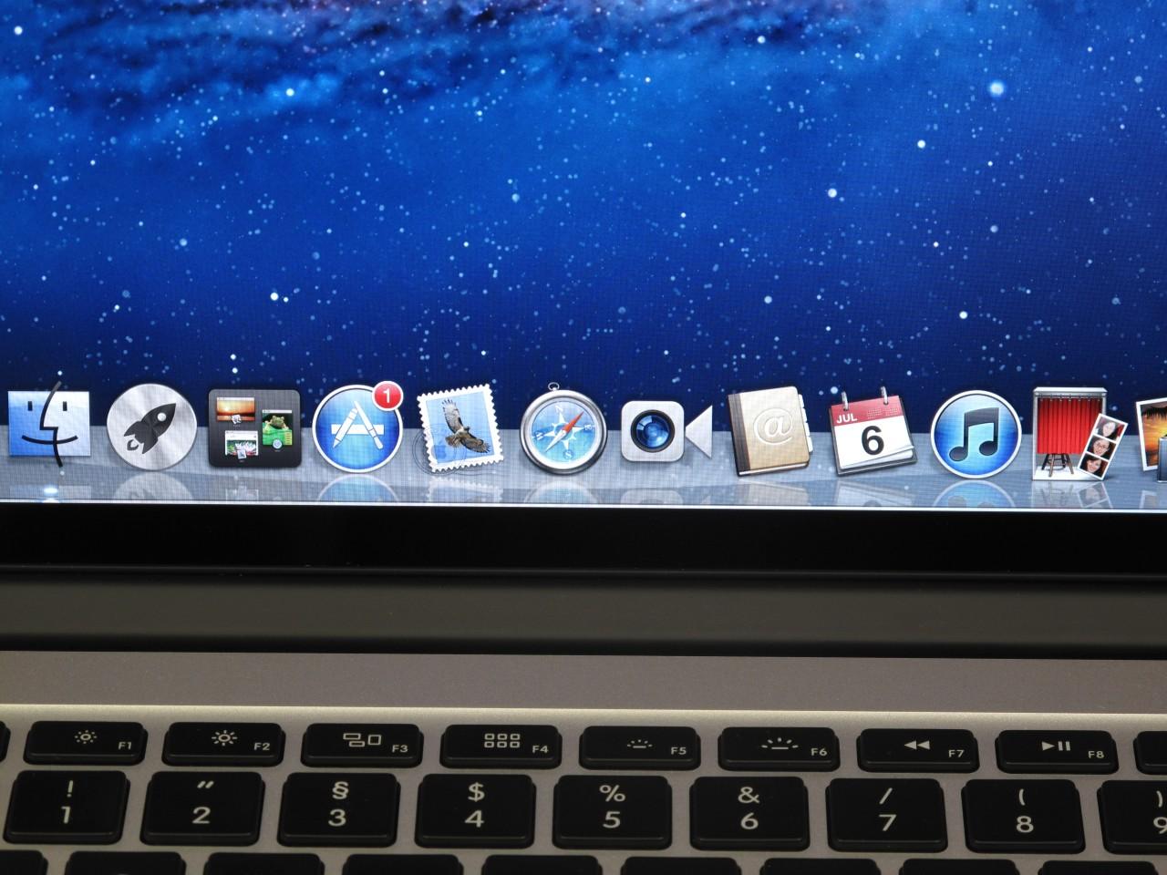 [06/07/2012] Macbook Pro Retina: Die Symbole sind nicht kleiner als beim 1.440er-Bildschirm sondern nur feiner aufgelöst. 