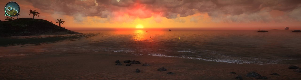 [26/07/2012] Just Cause 2 (Nvidia Surround; DX10; 4x ingameAA; First-Person-Mod; HD-Clouds Mod; HighResMoon&EnhancedStars Mod; Increased Grapple Range&Speed-Mod)(Mit GPU Water Simulation und SSAO; Alles mit max. Details sozusagen; 72% JPEG-Kompression) von -Lucky+Devil-