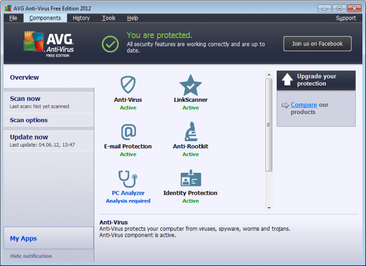 [30/07/2012] Consumer, Platz 5: AVG Anti-Virus Free Edition 2012: Schutzpunktzahl: 5,5 - Reparaturpunktzahl: 5,0 - Bedienbarkeitspunktzahl: 5,0 - Gesamtpunktzahl: 15,5 - Zertifikat: Ja - Anbieter-Webseite