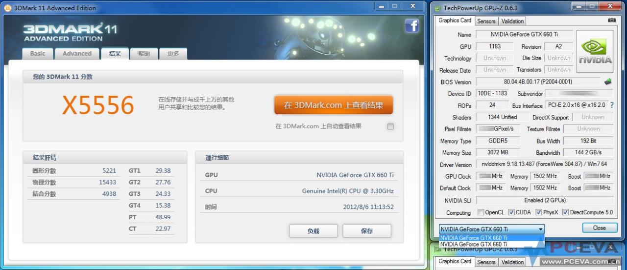 [07/08/2012] Geforce GTX 660 Ti 3D Mark 11 Extreme-Preset im SLI-Betrieb