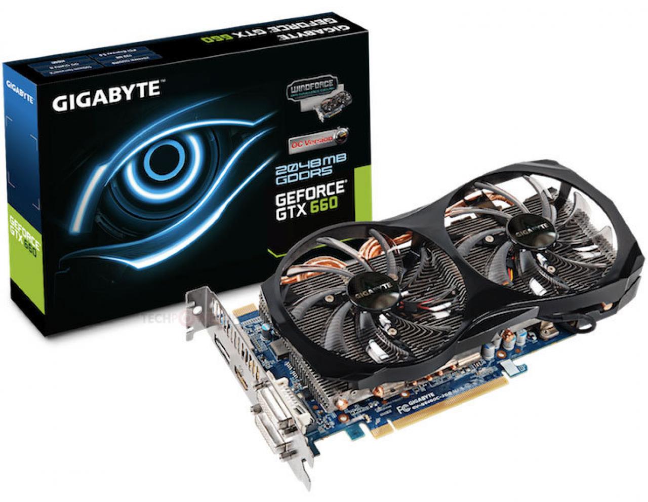[13/09/2012] Gigabyte Geforce GTX 660 Windforce 2X mit Standardtakt und als OC-Modell mit 1.033/1.098/3004 MHz.