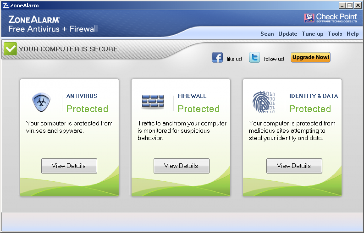 [17/09/2012] Consumer Platz 03: Checkpoint ZoneAlarm Free Antivirus + Firewall (122646) - Schutzpunktzahl: 5,0 Reparaturpunktzahl: 5,5 Bedienbarkeitspunktzahl: 5,5 Gesamtpunktzahl: 16,0 Zertifikat: ja