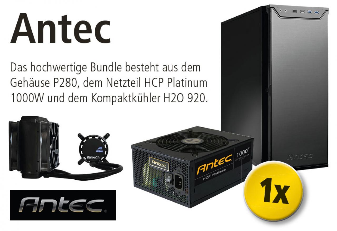 [25/09/2012] Das hochwertige Bundle besteht aus dem Gehäuse P280, dem Netzteil HCP Platinum 1000W und dem Kompaktkühler H2O 920.