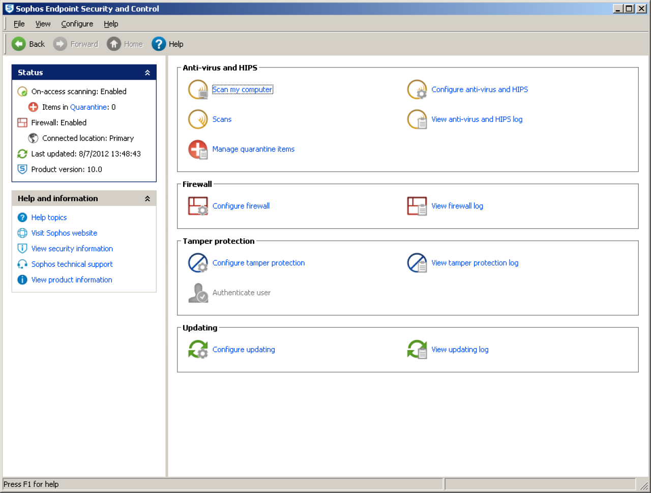 [17/09/2012] Business Platz 07: Sophos Endpoint Security and Control 10.0 (122778) - Schutzpunktzahl: 5,0 Reparaturpunktzahl: 4,5 Bedienbarkeitspunktzahl: 5,5 Gesamtpunktzahl: 15,0 Zertifikat: ja