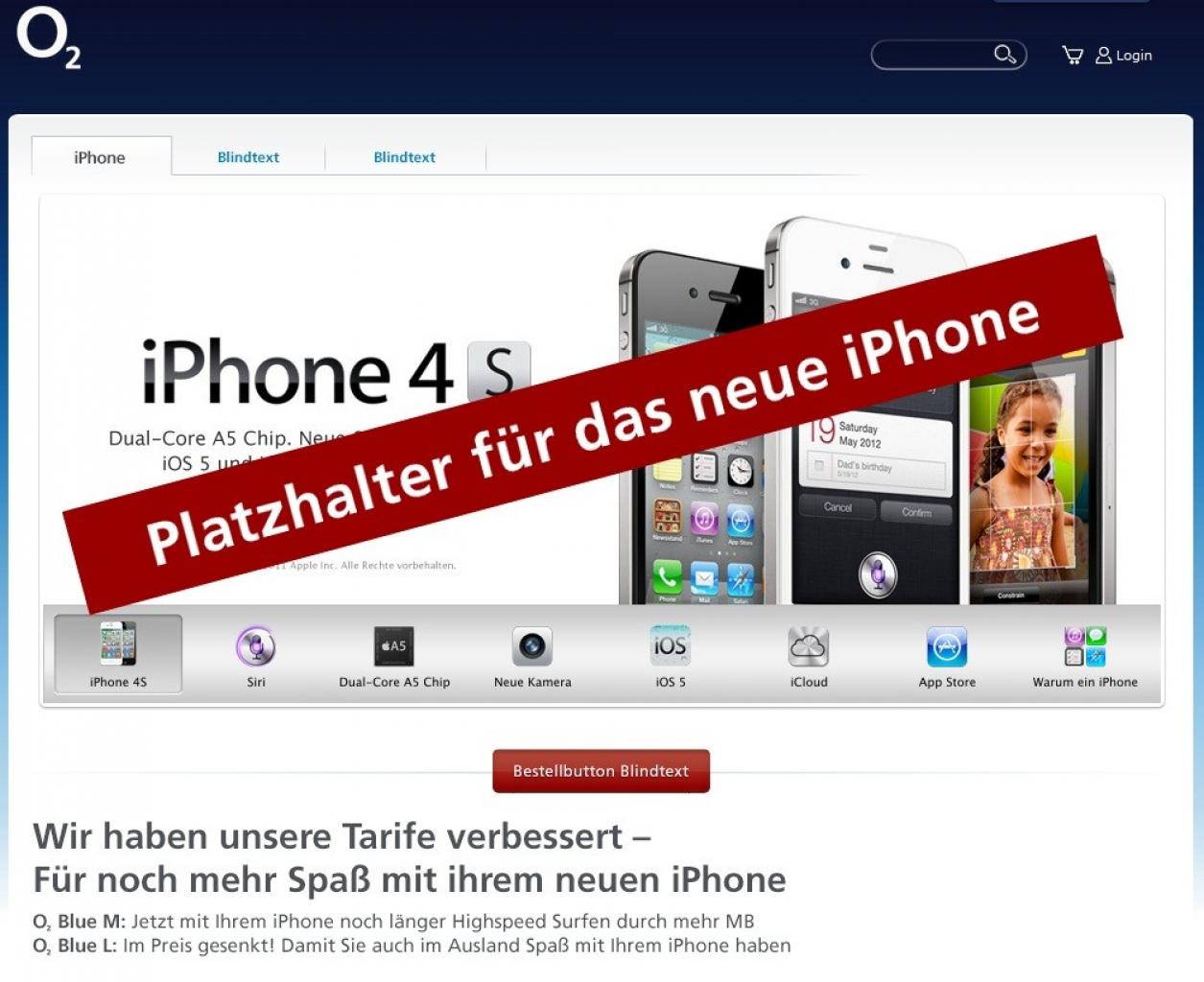 [08/09/2012] iPhone 5: Provider o2 schaltet kurzzeitig Webseite und Tarif-Informationen live