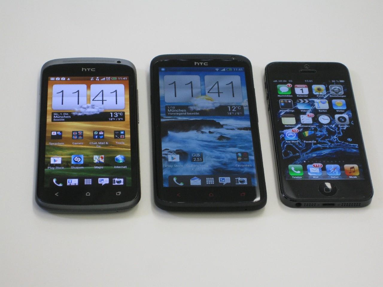 [01/10/2012] Im Vergleich: One S (vorne), One X+ und iPhone 5 (3)
