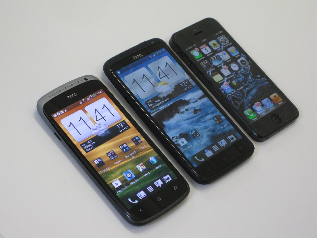 [01/10/2012] Im Vergleich: One S (vorne), One X+ und iPhone 5 (1)