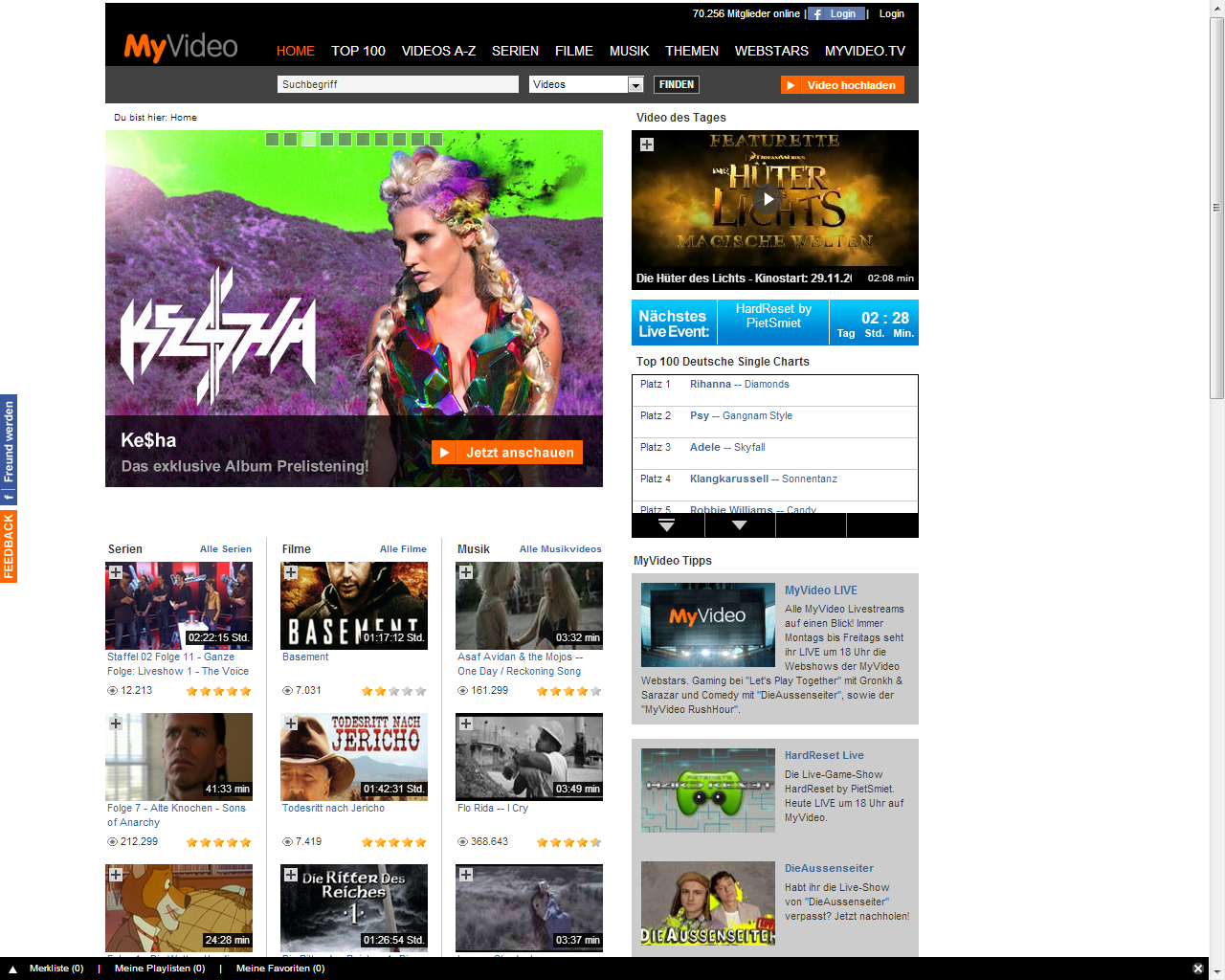 [29/11/2012] Alternativen zu Youtube: Myvideo - Deutschlands wohl prominentes und umfangreichstes Videoportal. Klick
