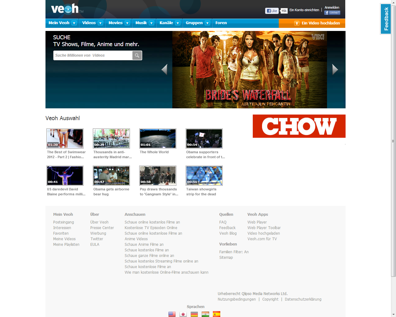 [29/11/2012] Alternativen zu Youtube: Veoh - Hier dreht sich alles um TV Shows, Filme, Serien, Anime und mehr. Klick