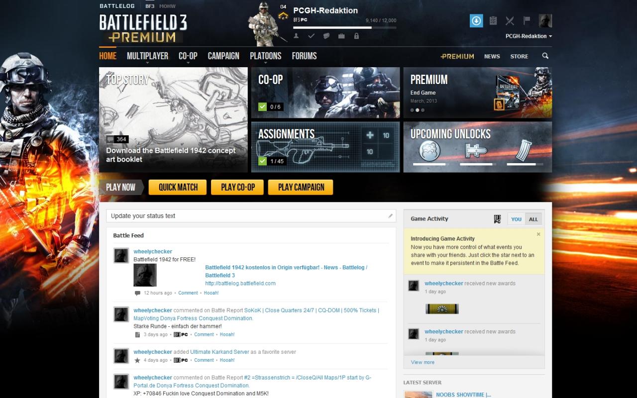 [07/11/2012] Videosharing: Explizit wurde das Videosharing als neues Feature für das Battlelog genannt.