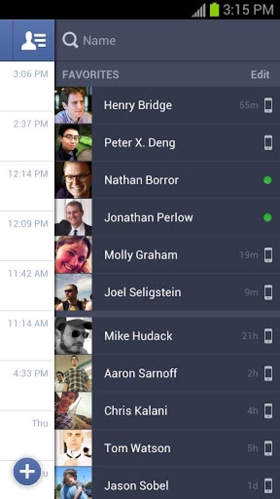 [28/11/2012] Facebook Messenger ist für all die Menschen interessant, deren Freundeskreis ohnehin im Social Network unterwegs sind. In der neuesten Fassung wird man per Push-Meldung benachrichtigt und sieht auch, wer online ist und ob eine Nachricht gesehen wurde. Download: Android, iOS