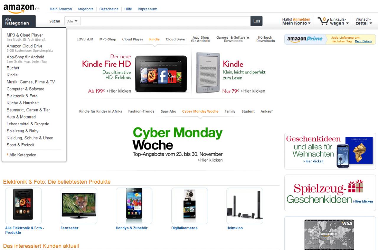 [28/11/2012] Der Versandhändler Amazon bietet neben unzähligen Drittanbietern ebenfalls eine umfangreiche Produktauswahl. Studenten erhalten ein Jahr lang eine kostenlose Prime-Mitgliedschaft, sparen sich so Versandkosten und erhalten die Ware meistens am nächsten Tag nach der Bestellung. Der Amazon Market Place ist derzeit im Blickpunkt von Juristen. Drittanbieter können nach aktuellem Kenntnisstand nur bedingt Widerrufsbelehrungen verschicken und eigene AGB-Klauseln einbeziehen.