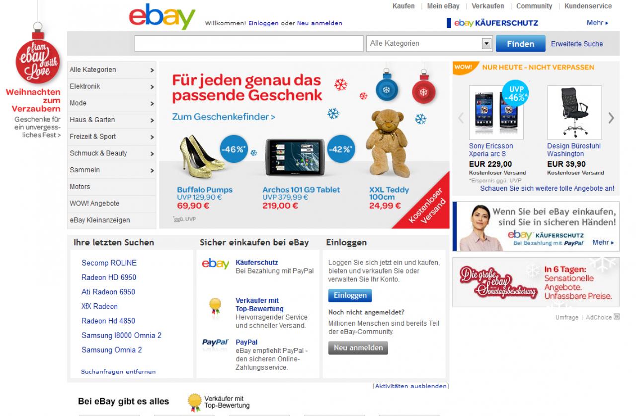 [28/11/2012] Die Auktionsplattform Ebay ist auch im Jahr 2012 die größte Auktionsplattform mit einem breiten Sortiment an Waren. Die Sofort-Kauf-Angebote insbesondere von Drittanbietern sind massiv angewachsen. Privatangebote sind jedoch, wegen der als hoch empfundenen Gebühren, weniger geworden. Wer auf gebrauchte Ware von Privat scharf ist, sollte den Ableger Ebay Kleinanzeigen besuchen. Das Einstellen von Ware ist dort kostenlos, nur Zusatzoptionen kosten extra.