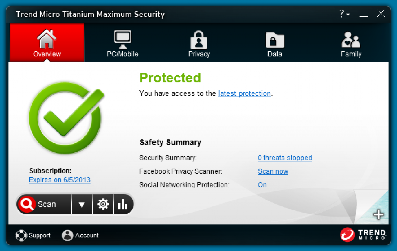 [26/11/2012] Consumer, Platz 5: Trend Micro Titanium Maximum Security 2013, Version 2013, ID 123632: Schutz-Wertung: 6,0 ; Reperatur-Wertung: 4,0 ; Benutzerfreundlichkeit: 4,5 ; Gesamt: 14,5; Zetrifikat: Ja
