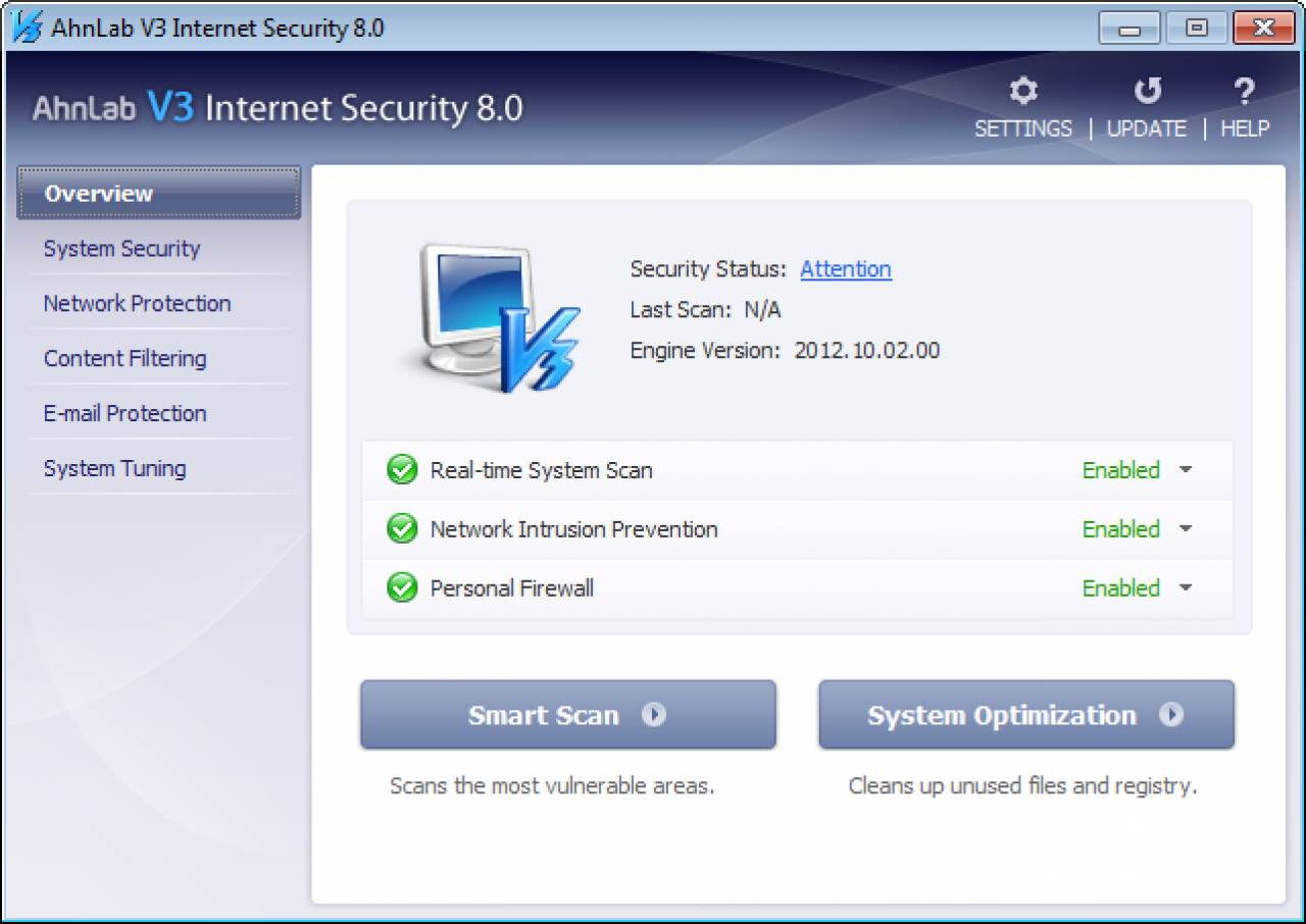[26/11/2012] Consumer, Platz 20: AhnLab V3 Internet Security 8.0, Version 8.0, ID 123638: Schutz-Wertung: 3,0 ; Reperatur-Wertung: 4,5 ; Benutzerfreundlichkeit: 3,5 ; Gesamt: 11,0 ; Zetrifikat: Ja