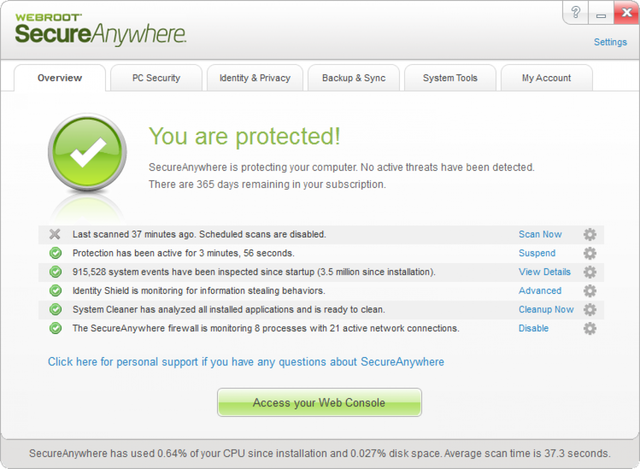 [26/11/2012] Consumer, Platz 13: Webroot SecureAnywhere Complete 8.0, Version 8.0, ID 123649: Schutz-Wertung: 5,0 ; Reperatur-Wertung: 2,5 ; Benutzerfreundlichkeit: 5,0 ; Gesamt: 12,5 ; Zetrifikat: Ja