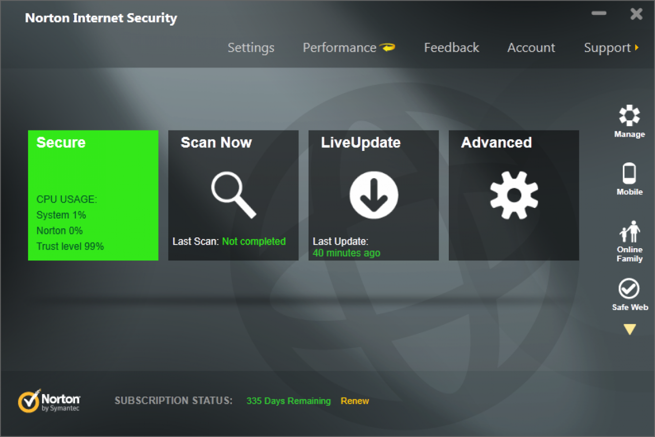 [26/11/2012] Consumer, Platz 3: Symantec Norton Internet Security 2013, Version 2013, ID 123662: Schutz-Wertung: 5,5 ; Reperatur-Wertung: 4,5 ; Benutzerfreundlichkeit: 5,0 ; Gesamt: 15,0 ; Zetrifikat: Ja