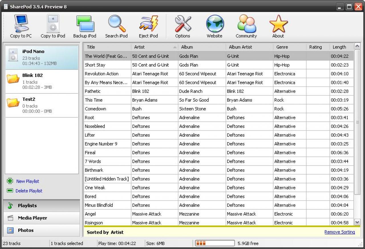 [27/11/2012] Sharepod ist besonders für iPod-Nutzer zu empfehlen, denen die iTunes-Software zu umständlich ist. Sie verschiebt zum Beispiel unkompliziert Musiktitel vom iPod zurück auf den PC, ohne den Aufwand einzufordern, den Apple bei iTunes eingebaut hat. Den Download finden Sie hier.