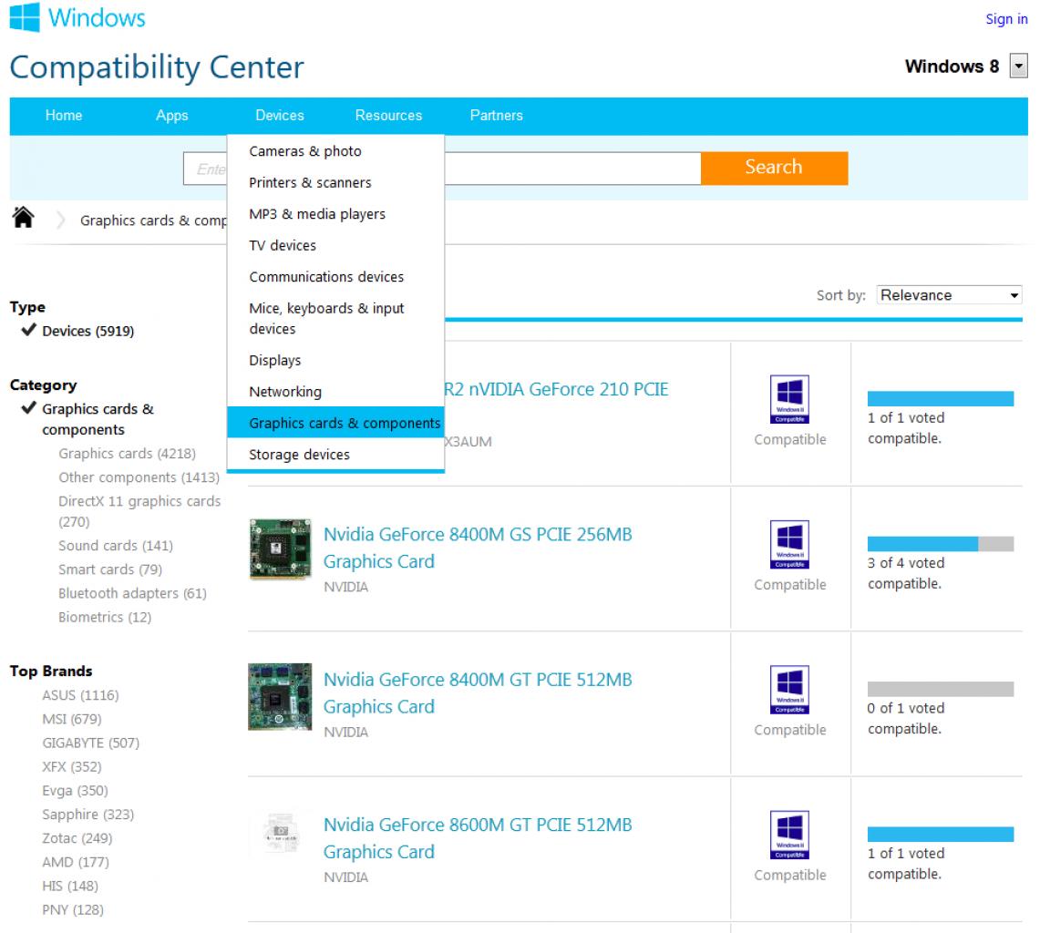 [03/11/2012] Soft- und Hardware unter Windows 8 - Microsofts Kompatibilitätsseite bietet tausende von Einträgen. (4)