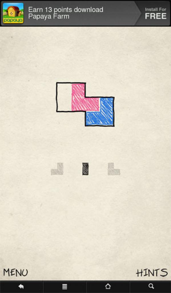 [05/12/2012] Platz 8 | Doodle Fit (Rätsel) | Gratis bis € 0,99 | Ordnen Sie die geometrischen Formen so an, dass sie in das große Bild passen. Was simpel klingt wird schnell fordernd. | Wertung 1,37