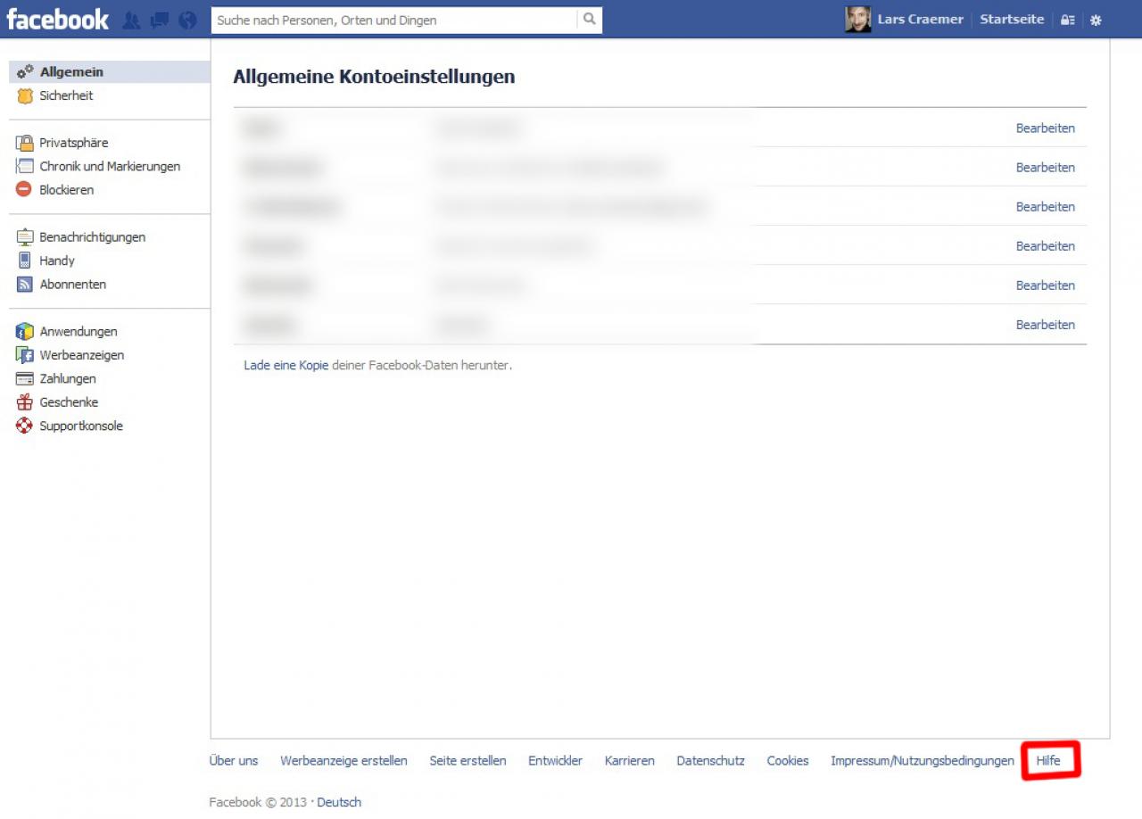 [15/01/2013] Facebook-Konto löschen:Anschließend klicken Sie ganz unten rechts auf 