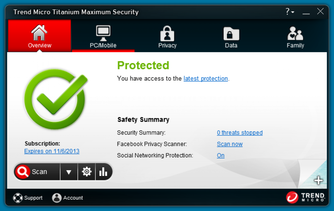 [14/01/2013] Consumer Platz 5: Trend Micro Titanium Maximum Security 2013 - Schutz: 6,0; Reparatur: 5,5 Benutzung: 4,0; Gesamt: 15,5; Zertifikat: Ja