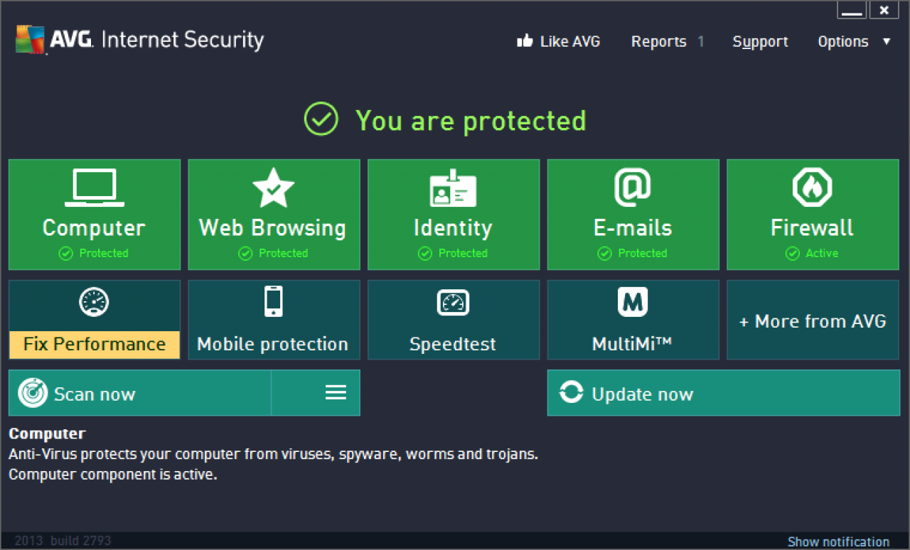 [14/01/2013] Consumer Platz 11: AVG Internet Security 2013 - Schutz: 5,0; Reperatur: 4,0 Benutzung: 5,0; Gesamt: 14,0; Zertifikat: Ja