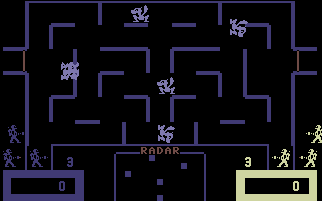 [18/02/2013] Wizard of Wor: In dem Arcade-Shooter aus dem Jahre 1982 musste der Spieler aus einem mit Monster gespickten Dungeon entkommen. Zusammen mit einem Gefährten sollte das um einiges leichter gehen. (lokal: 2)