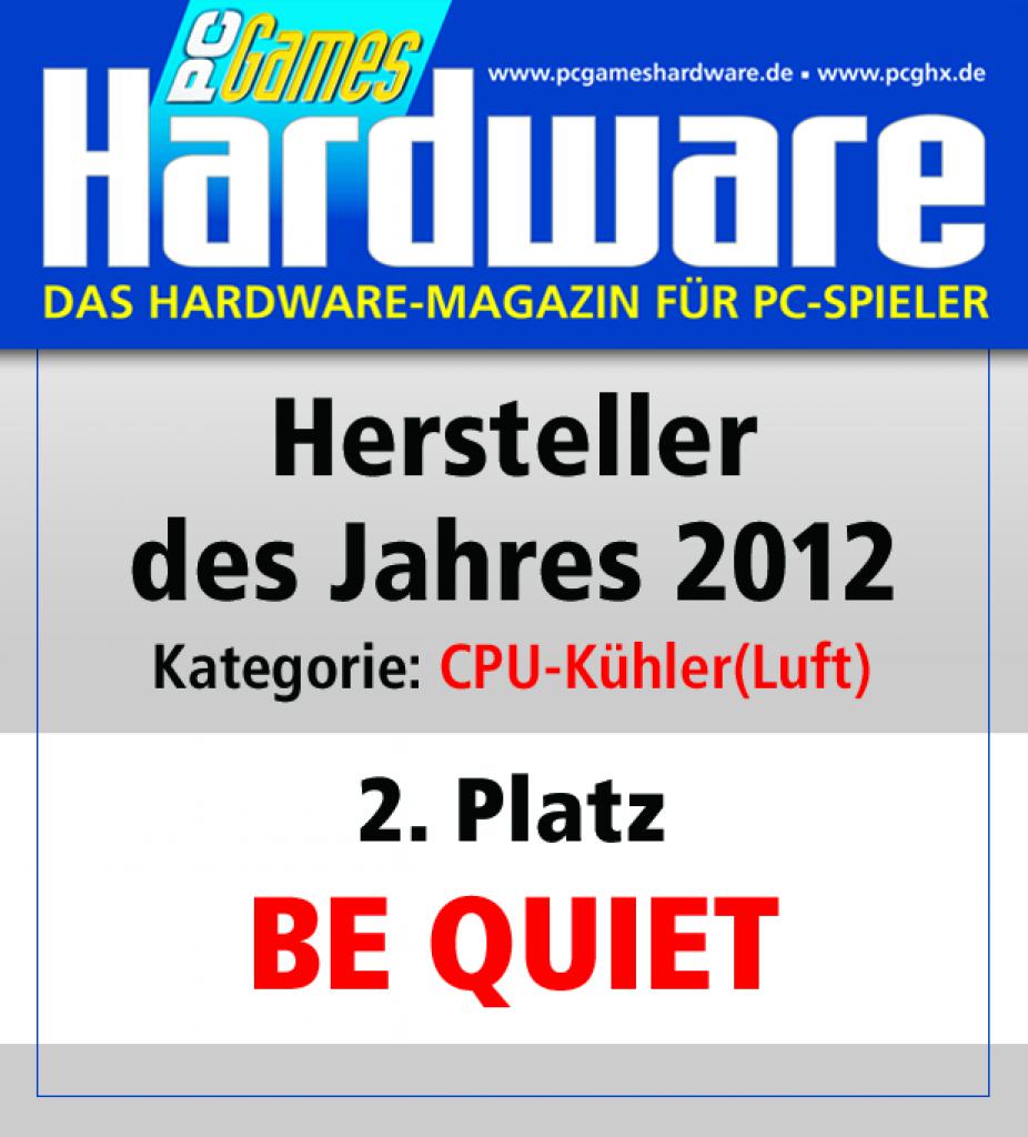 [01/02/2013] Award CPU Kuehler Luft Platz 2 Be quiet