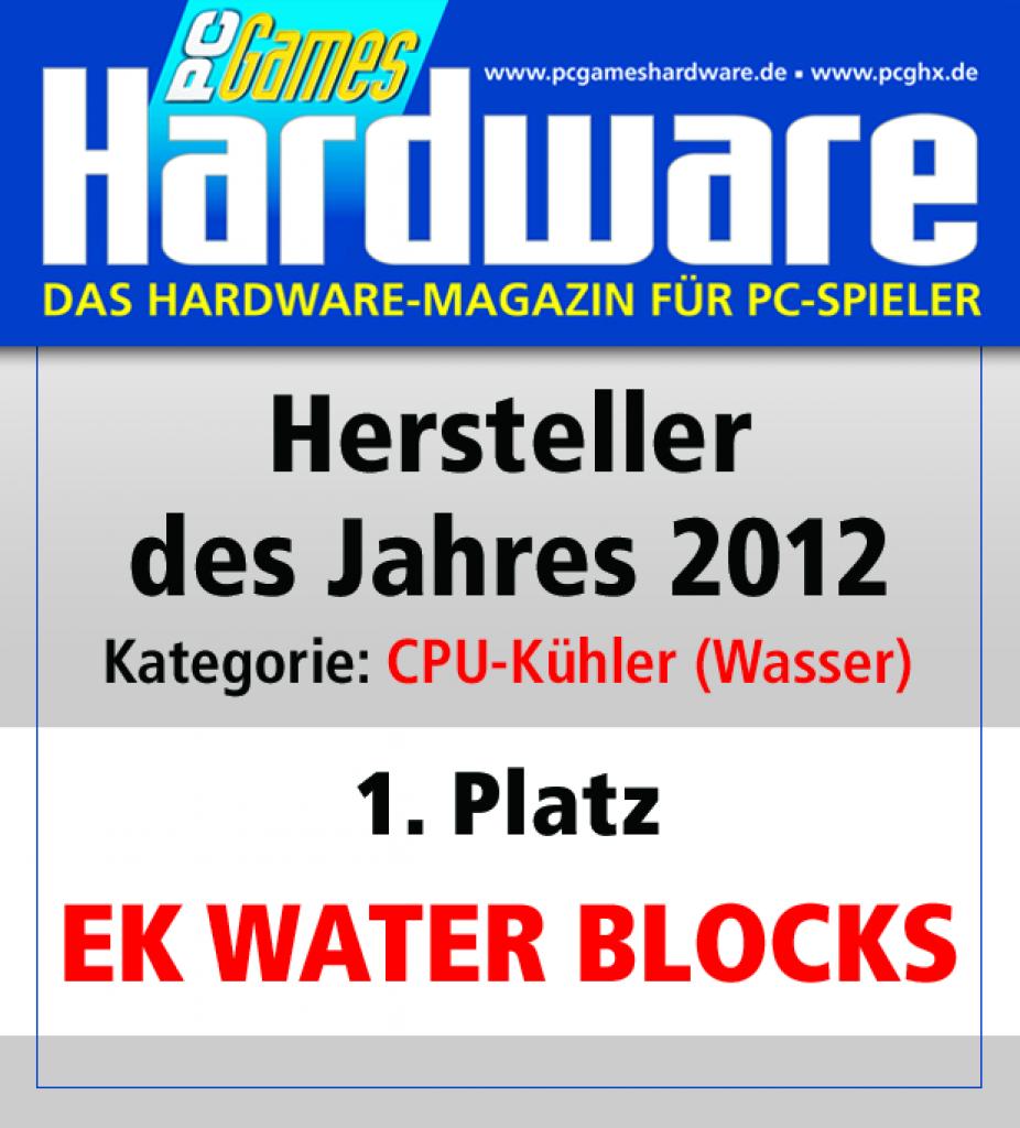 [01/02/2013] Award CPU Kuehler Wasser Platz 1 EK Water Blocks