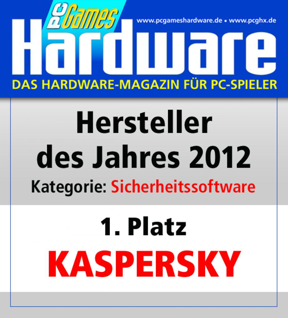 [01/02/2013] Award Sicherheitssoftware Platz 1 Kaspersky