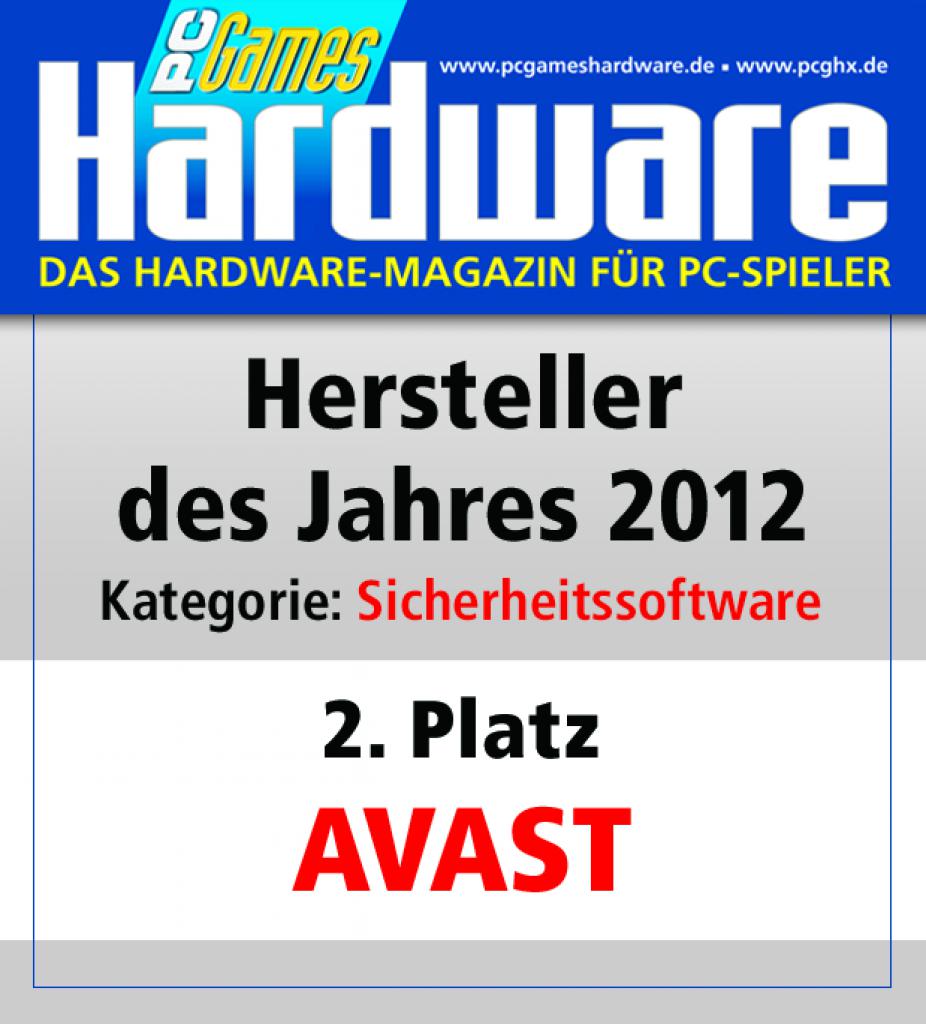 [01/02/2013] Award Sicherheitssoftware Platz 2 Avast