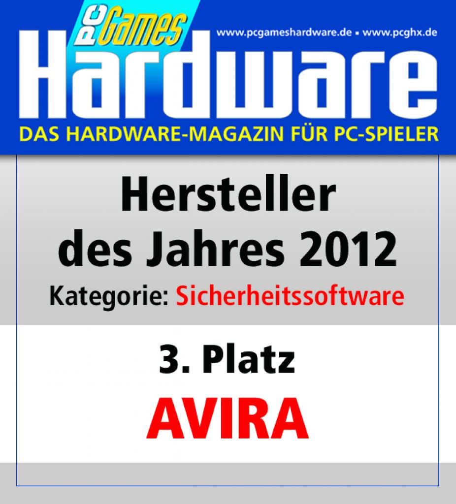 [01/02/2013] Award Sicherheitssoftware Platz 3 Avira