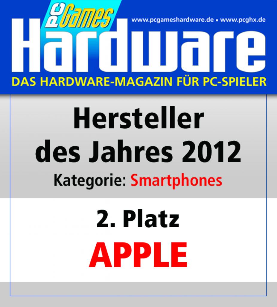 [01/02/2013] Award Smartphones Platz 2 Apple